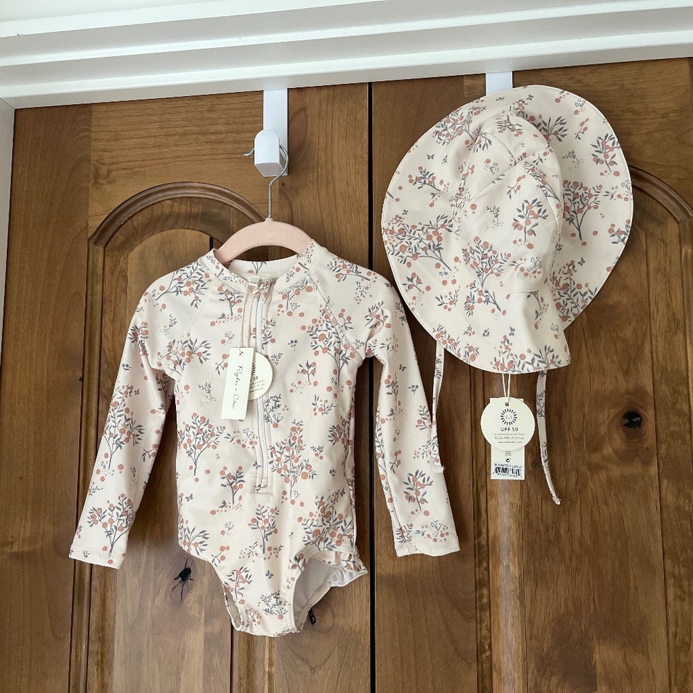 Rylee and Cru Rashguard One-Piece and Floppy Swim Hat — Citrus Grove 2025